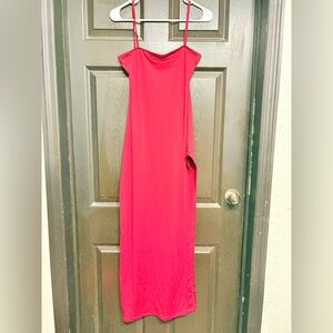 Shein Red Wine Spaghetti Strap Dress High Slit